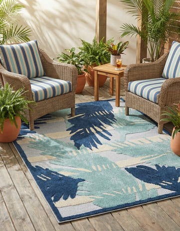 Gray Blue Easy-Clean Aruba Indoor / Outdoor Rug