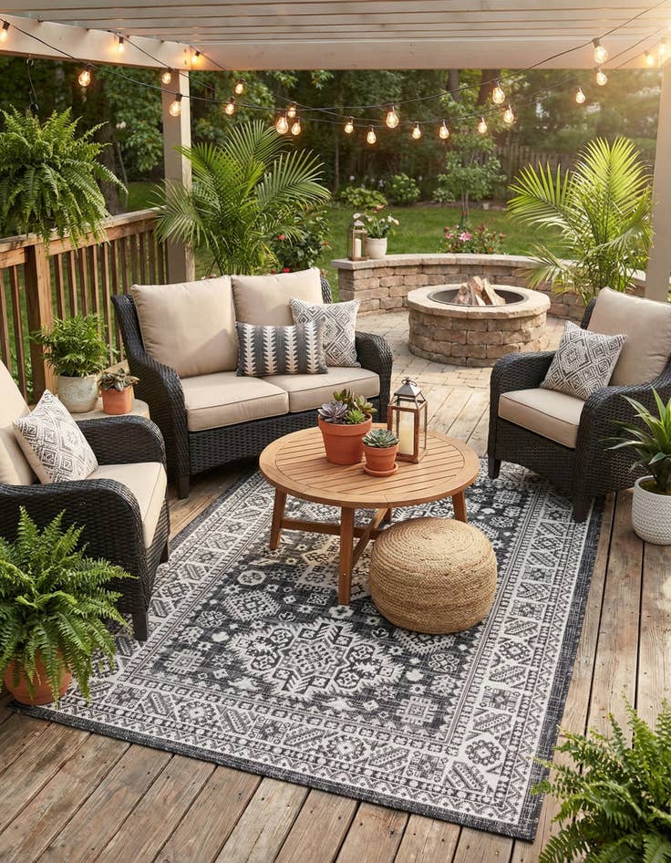 Detail image of 4' x 6'  Washable Aztec Indoor / Outdoor Rug