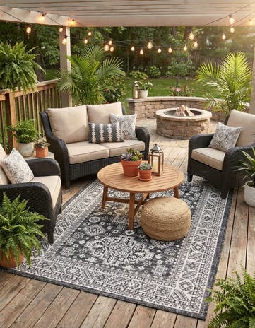 4' x 6' Easy-Clean Aztec Indoor / Outdoor Rug