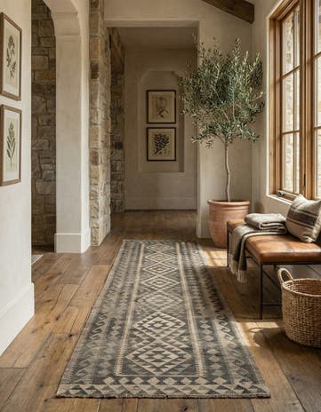 3' x 9' 9 Hand Woven Kilim Maymana Wool Runner Rug