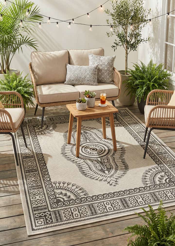 5' 3 x 7' Easy-Clean Traditional Indoor / Outdoor Rug