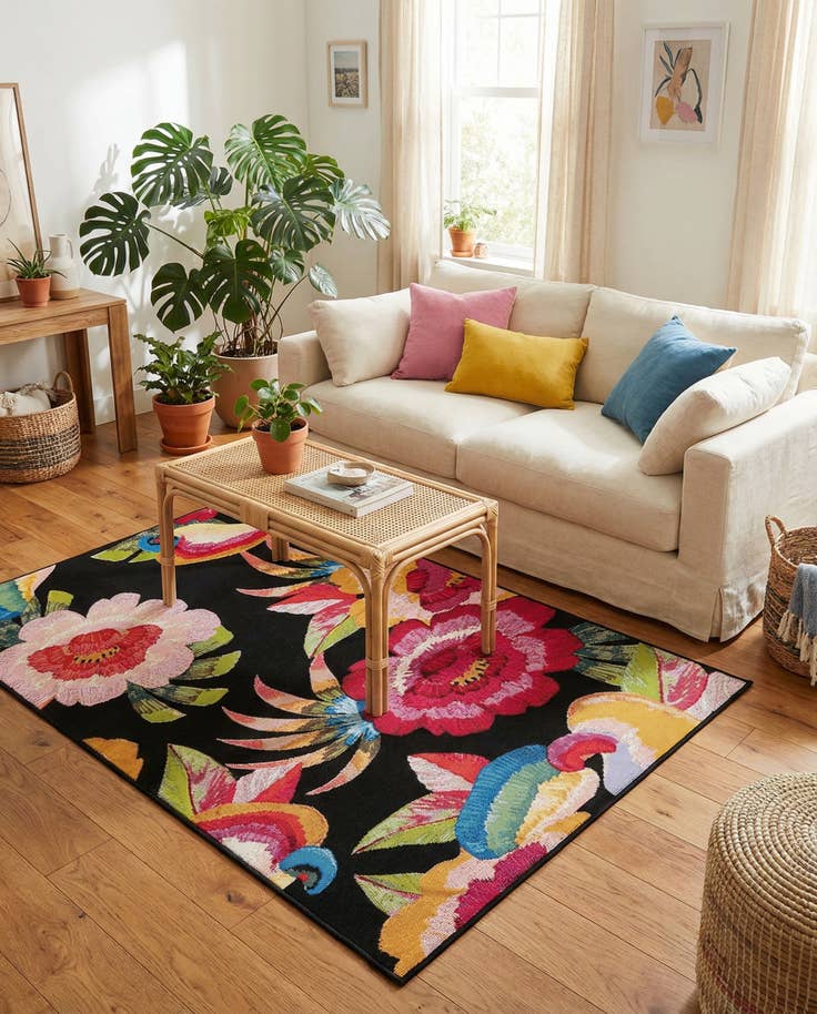Detail image of 4' x 6' Easy-Clean Botanical Indoor / Outdoor Rug