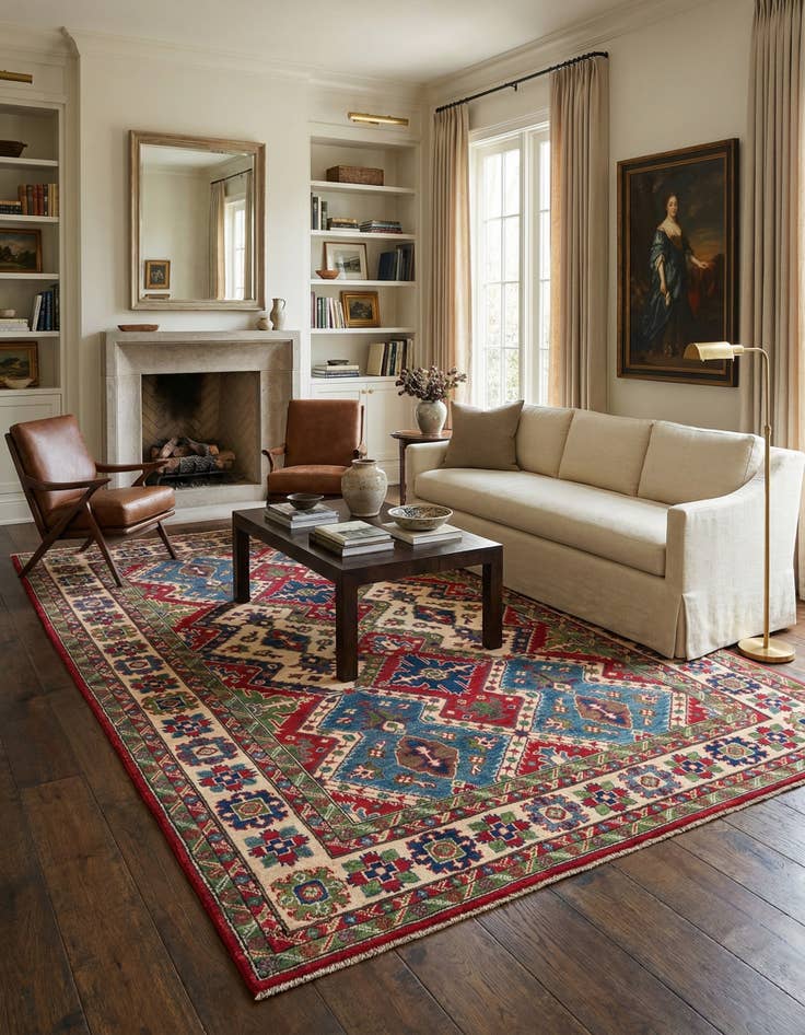 Detail image of 6' 1 x 9'  Hand Knotted Kazak Rug