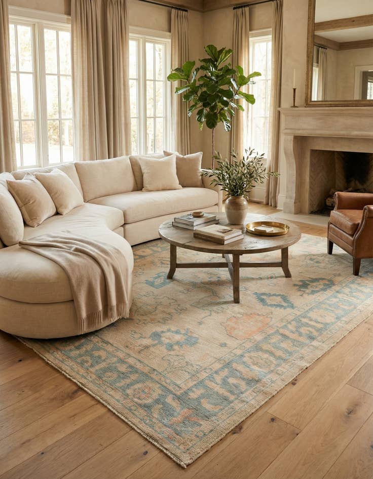 Detail image of  9' 6 x 11' 9  Hand Knotted Oushak Wool Rug