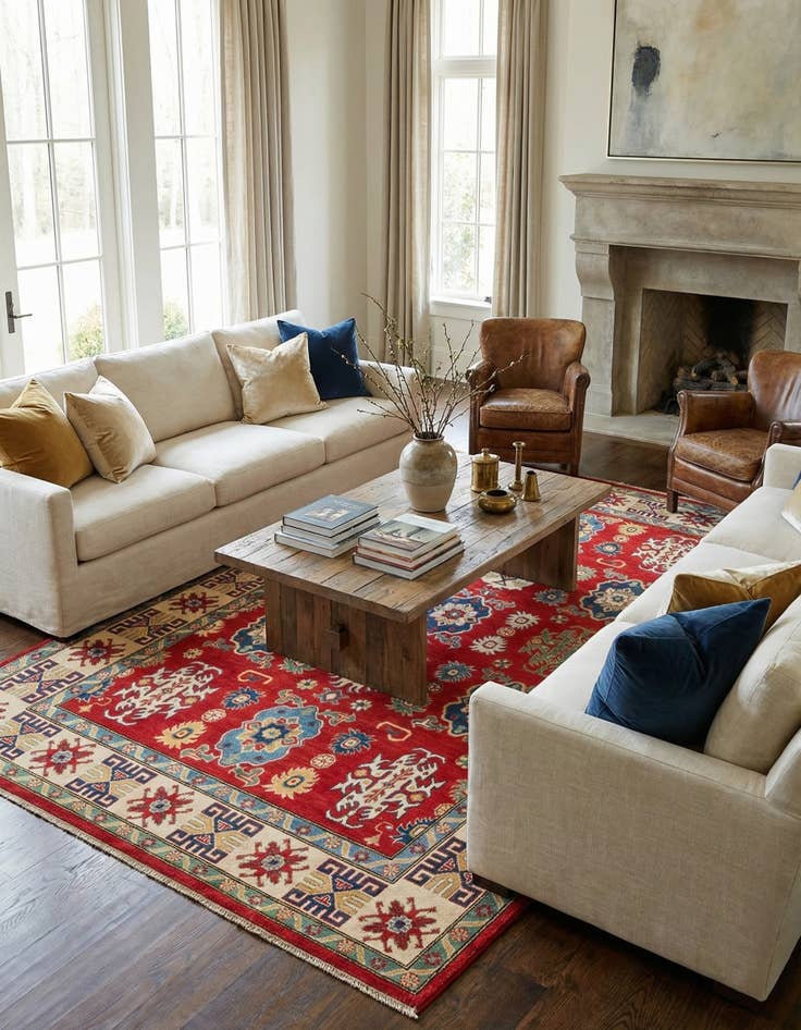 Detail image of 6' 6 x 10' 2  Hand Knotted Kazak Rug