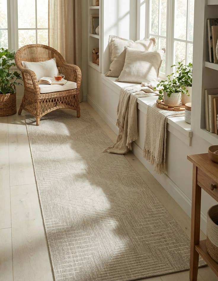 Detail image of 3' 3 x 14'  Washable Modern Indoor / Outdoor Runner Rug