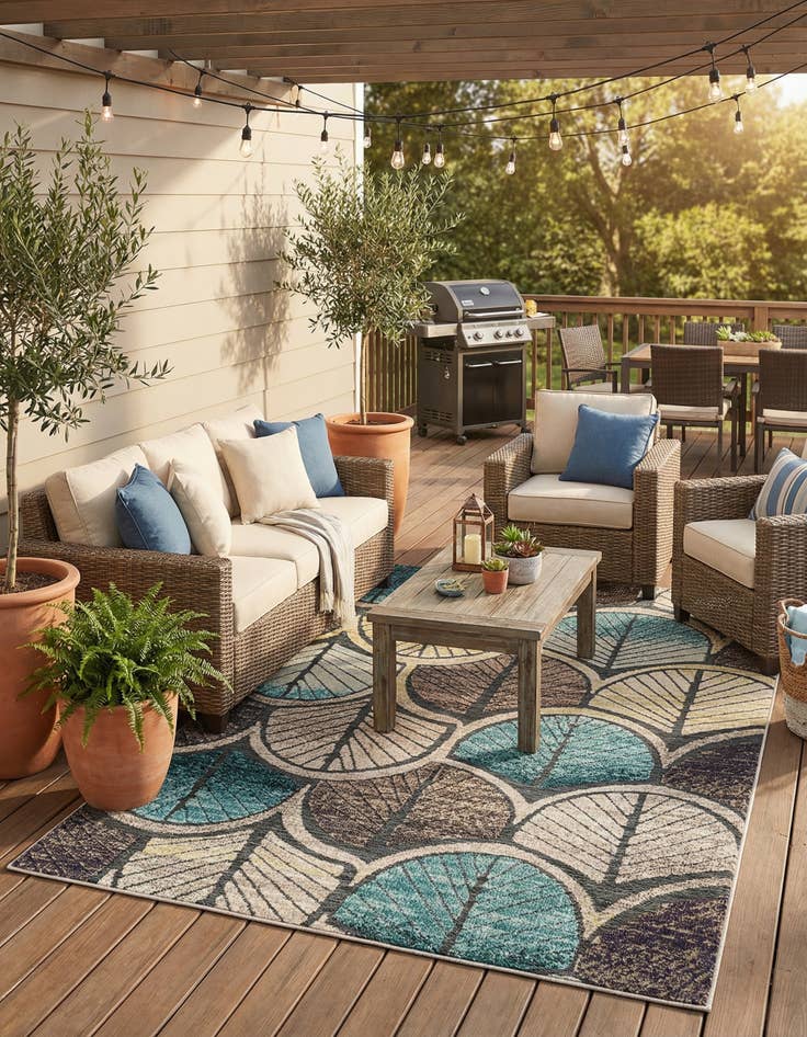 Detail image of 5' 3 x 8'  Washable Casablanca Indoor / Outdoor Rug