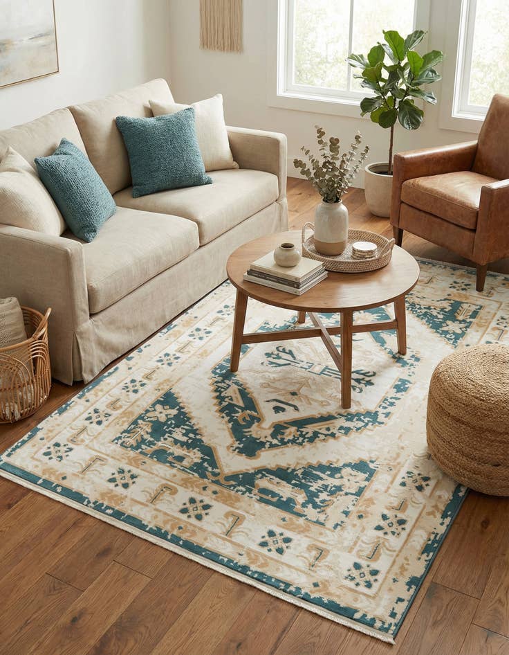 Detail image of  5' 3 x 8' Nain Design Rug