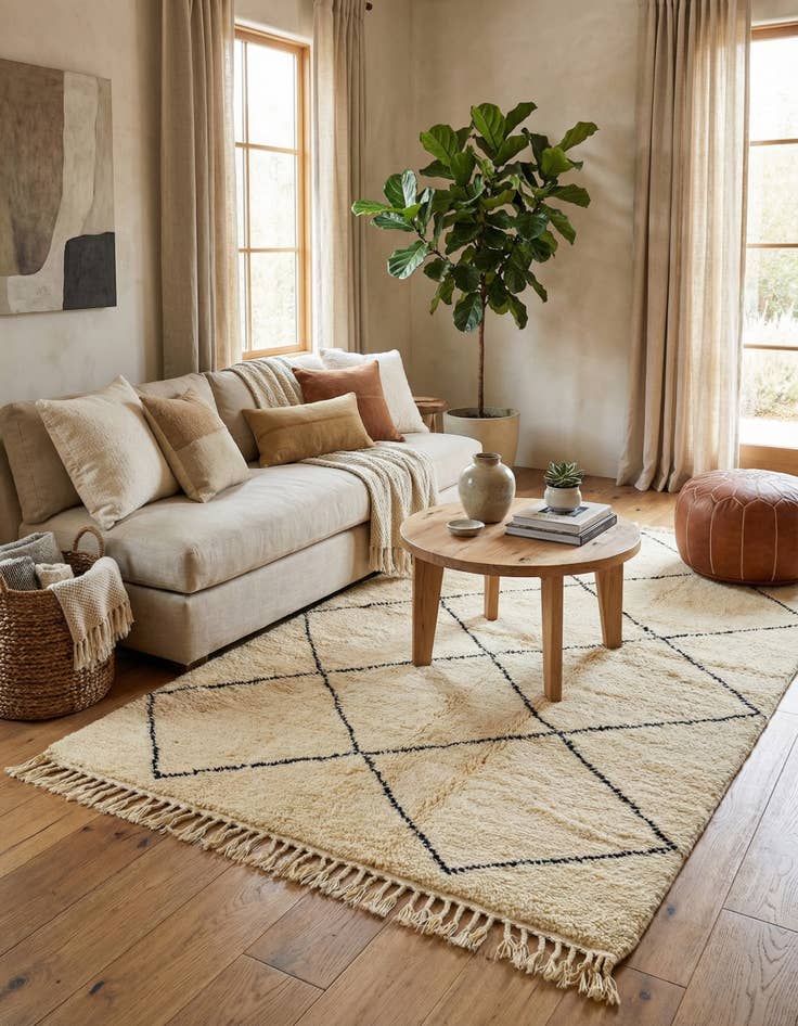 Detail image of 4' 10 x 8' 5  Hand Knotted Moroccan Wool Rug