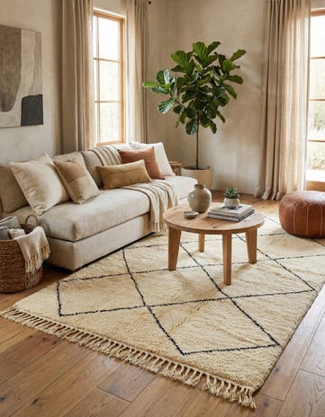 4' 10 x 8' 5 Hand Knotted Moroccan Wool Rug