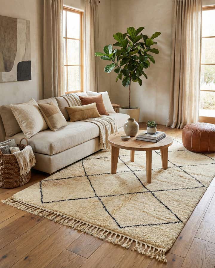 4' 10 x 8' 5 Hand Knotted Moroccan Wool Rug