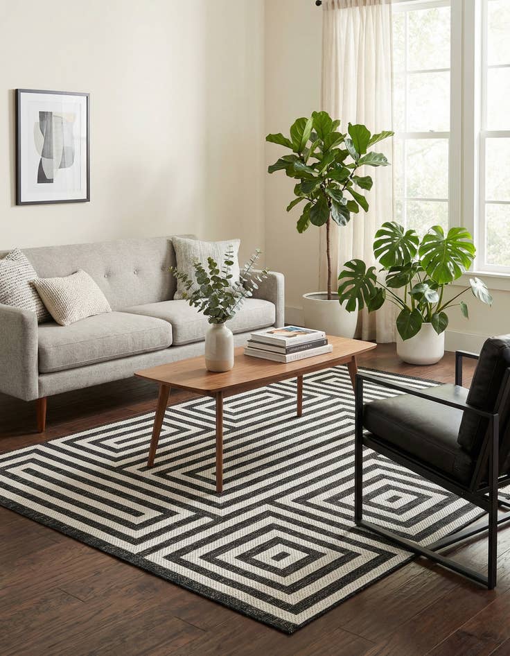 Detail image of 5' 3 x 8'  Washable Modern Indoor / Outdoor Rug