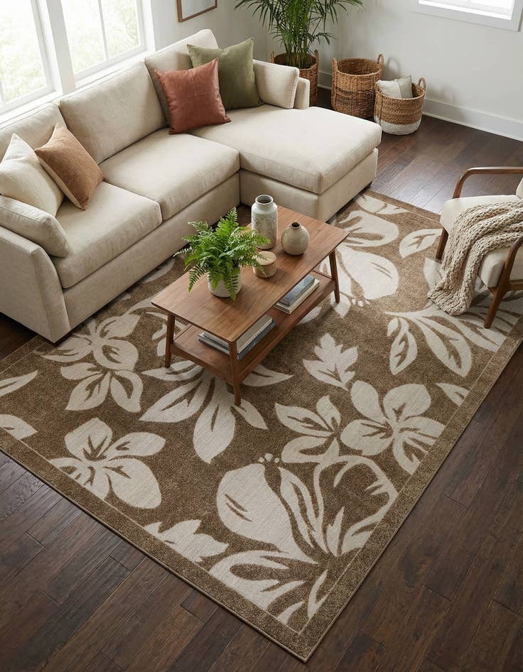 Detail image of 9' x 12'  Washable Botanical Indoor / Outdoor Rug