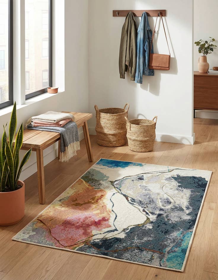 Detail image of  2' x 3' 1  Washable Modern Indoor / Outdoor Rug