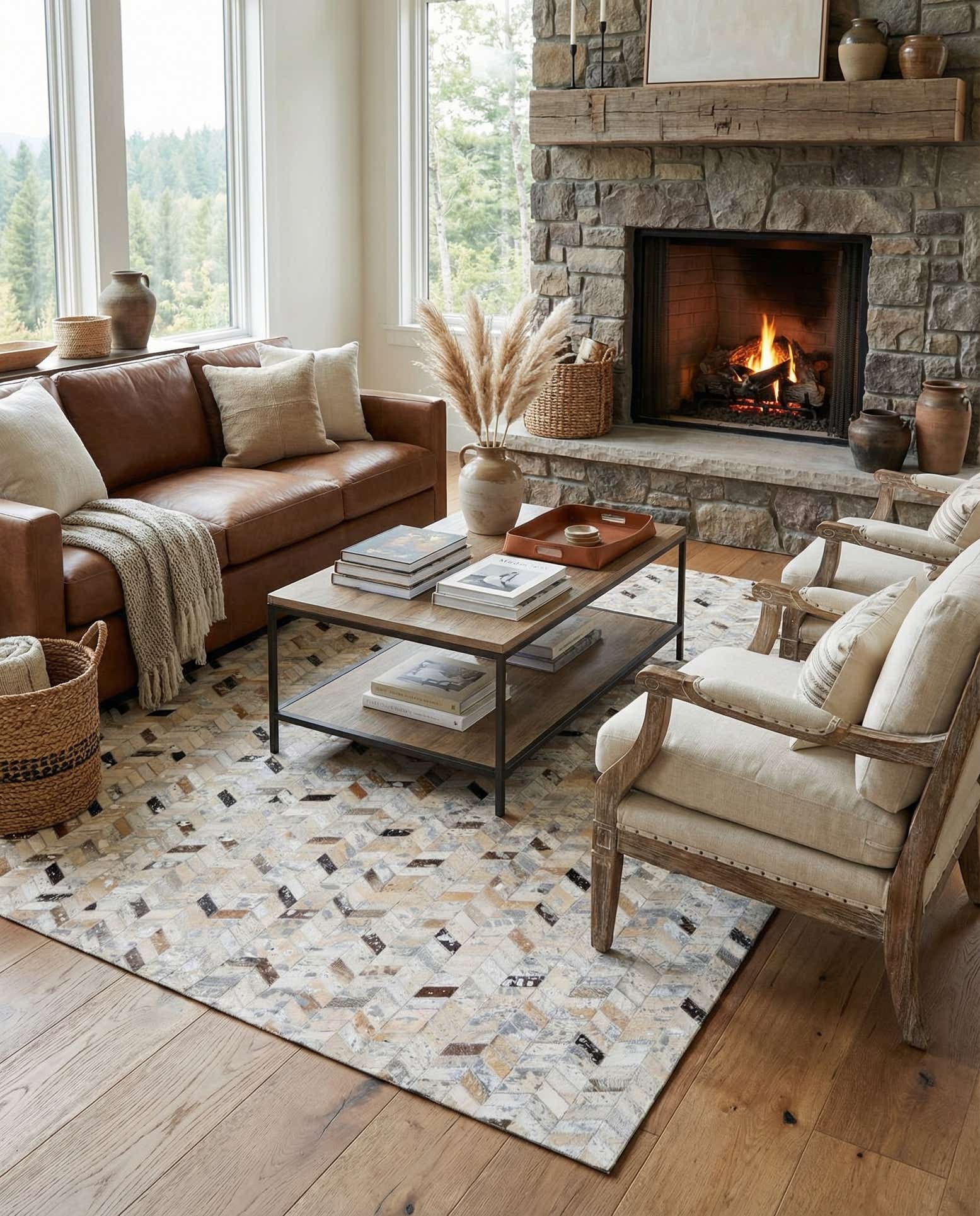 5' 4 x 7' 5 Cowhide Stocks Rug