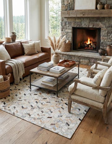 5' 4 x 7' 5 Cowhide Stocks Rug