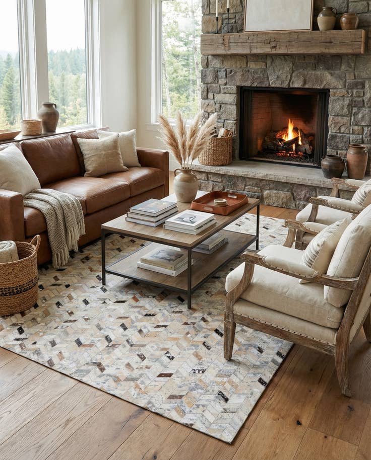 Detail image of 5' 4 x 7' 5 Cowhide Stocks Rug