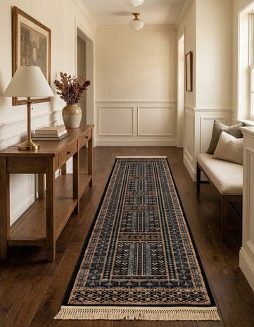 Black Bokhara Runner Rug