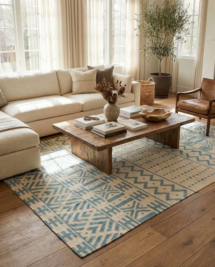 Detail image of 6' 8 x 9' 8 Hand Woven Kilim Modern Wool Rug