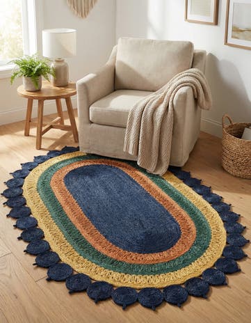 5' 1 x 8' Handmade Braided Jute Oval Rug