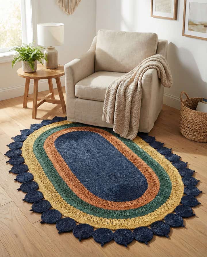 5' 1 x 8' Handmade Braided Jute Oval Rug