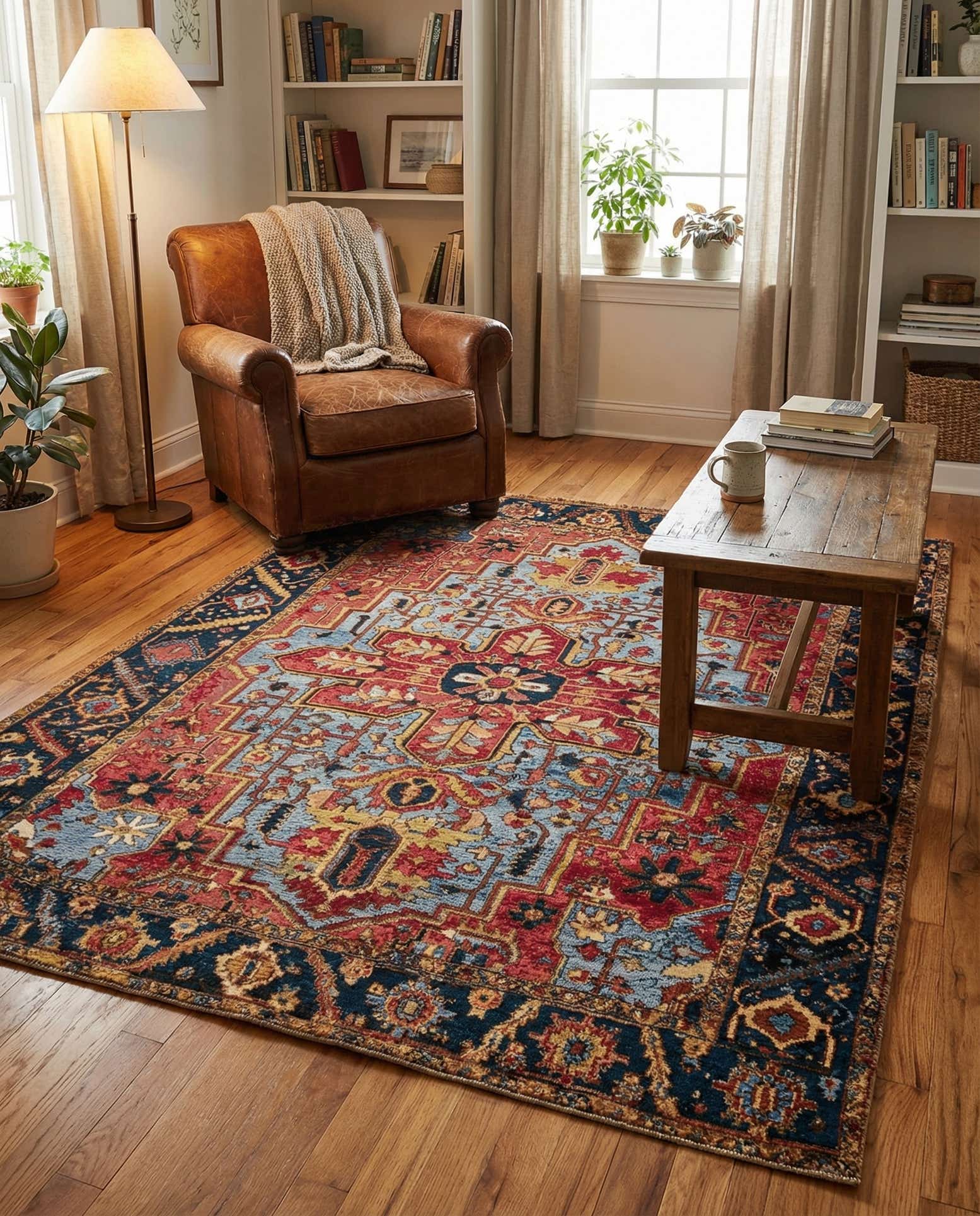 6' x 9' Easy-Clean Traditional Indoor / Outdoor Rug