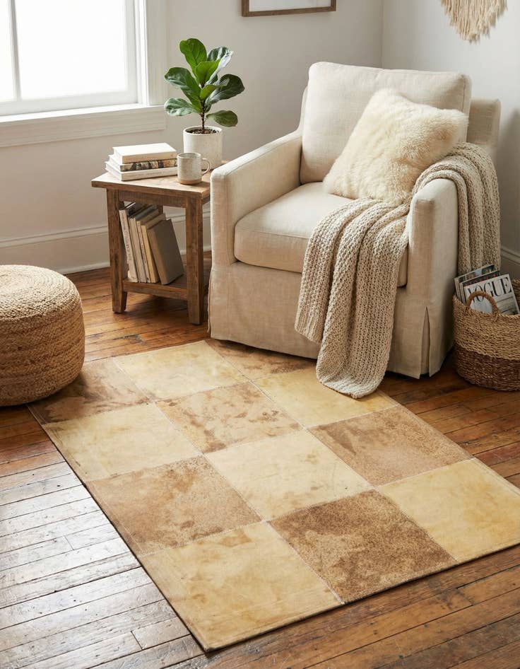 Detail image of 2' 1 x 3' 1 Cowhide Leather Rug