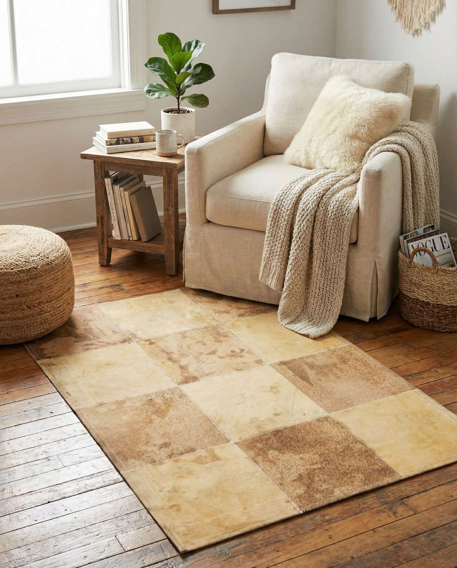 2' 1 x 3' 1 Cowhide Leather Rug