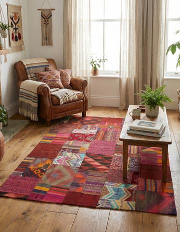 4' 10 x 6' 7 Hand Woven Kilim Patchwork Wool Rug