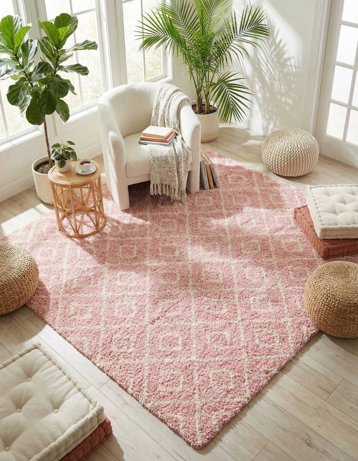 Detail image of  10' x 10' Lattice Shag Square Rug