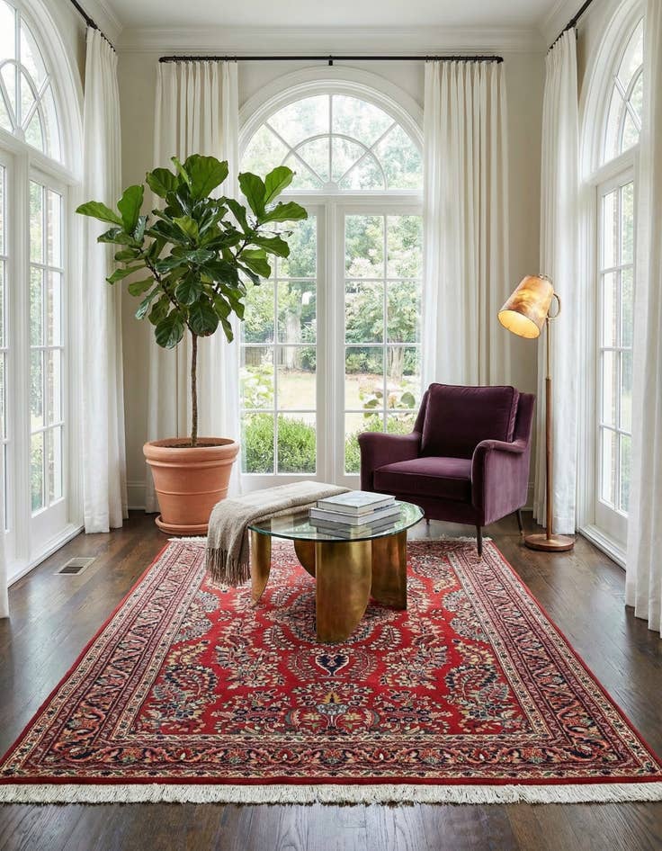 Detail image of 4' 3 x 6' Hand Knotted Sarough Wool Rug