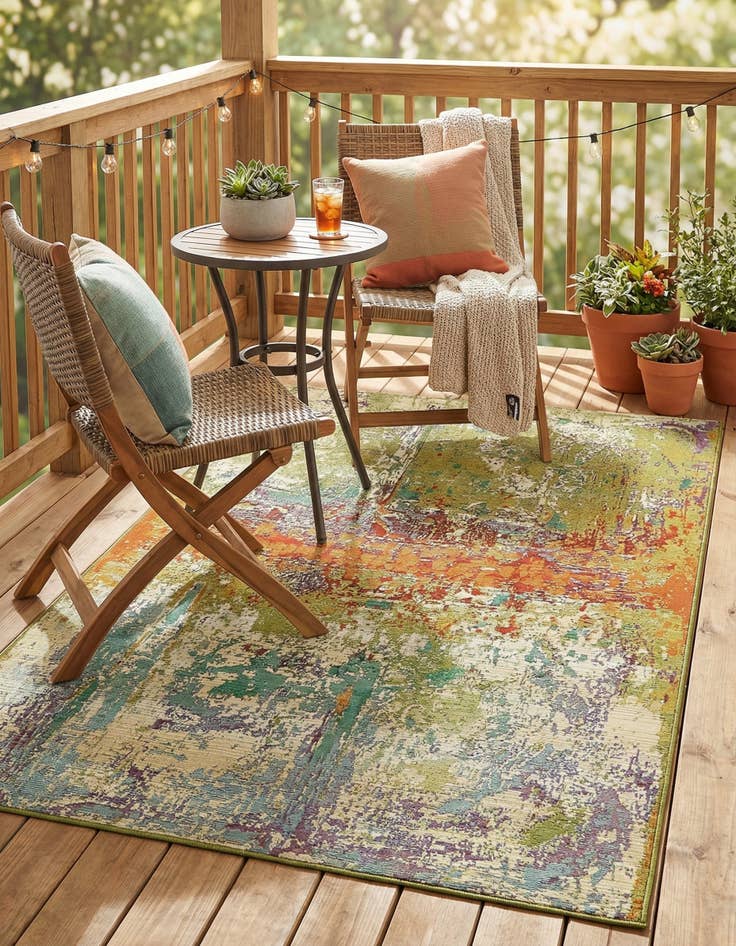 Detail image of 4' x 6'  Washable Modern Indoor / Outdoor Rug