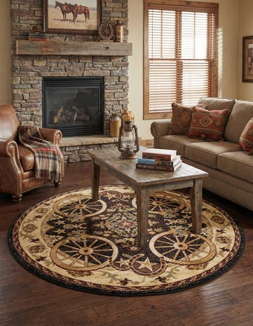 Black Pioneer Round Rug