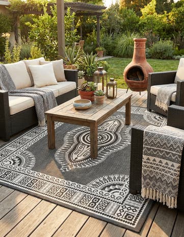 7' 10 x 10' Easy-Clean Traditional Indoor / Outdoor Rug