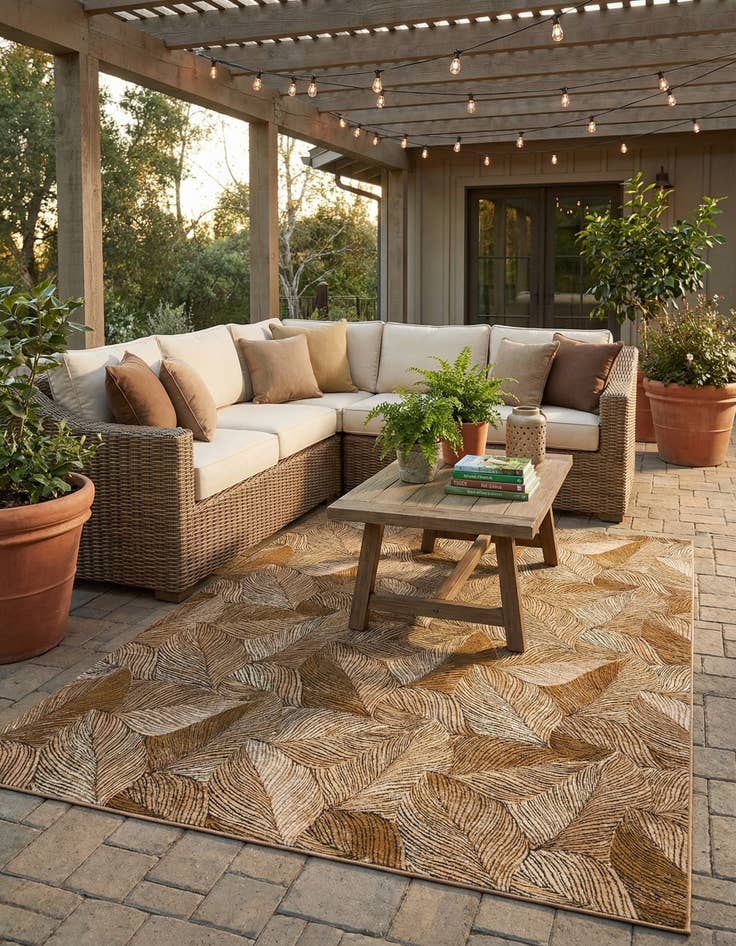 Detail image of 10' x 14'  Washable Botanical Indoor / Outdoor Rug