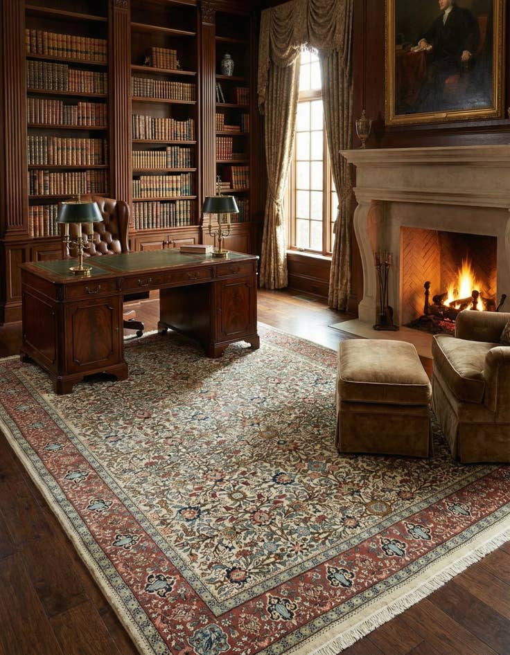 Detail image of 6' 9 x 9' 5 Hand Knotted Hereke Oriental Wool Rug