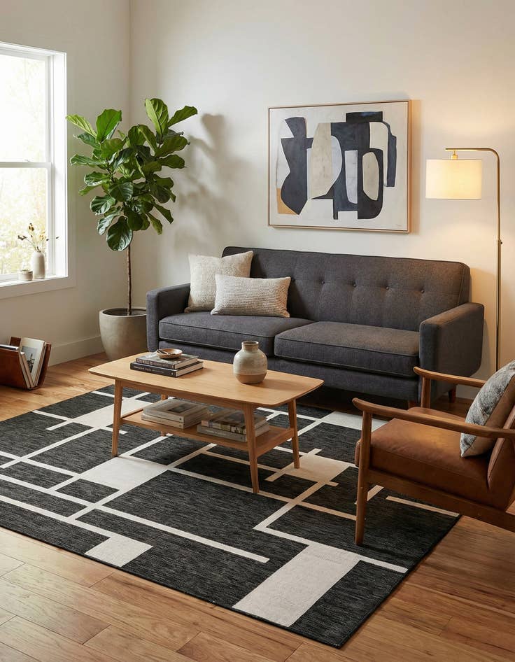 Detail image of  7' 10 x 10'  Washable Modern Indoor / Outdoor Rug