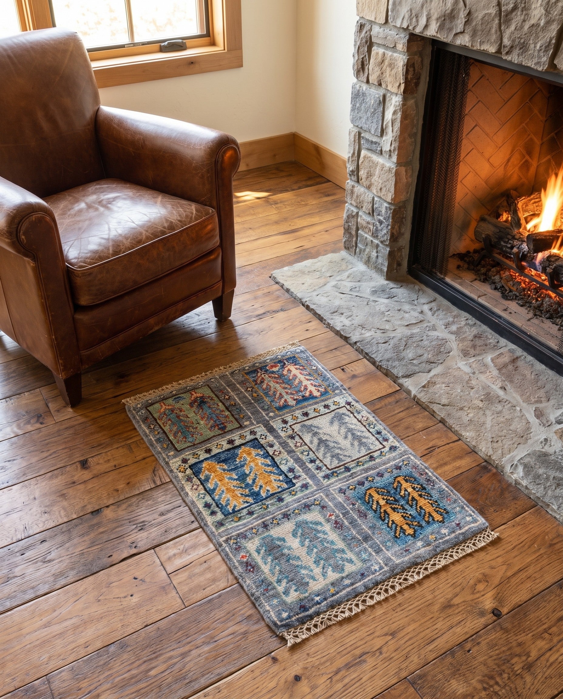 1' 4 x 2' Hand Knotted Ziegler Rug