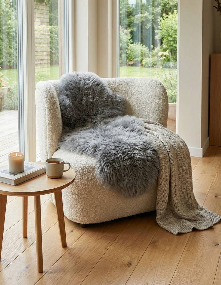 Detail image of  1' 10 x 3' Natural Sheepskin Freeform Rug