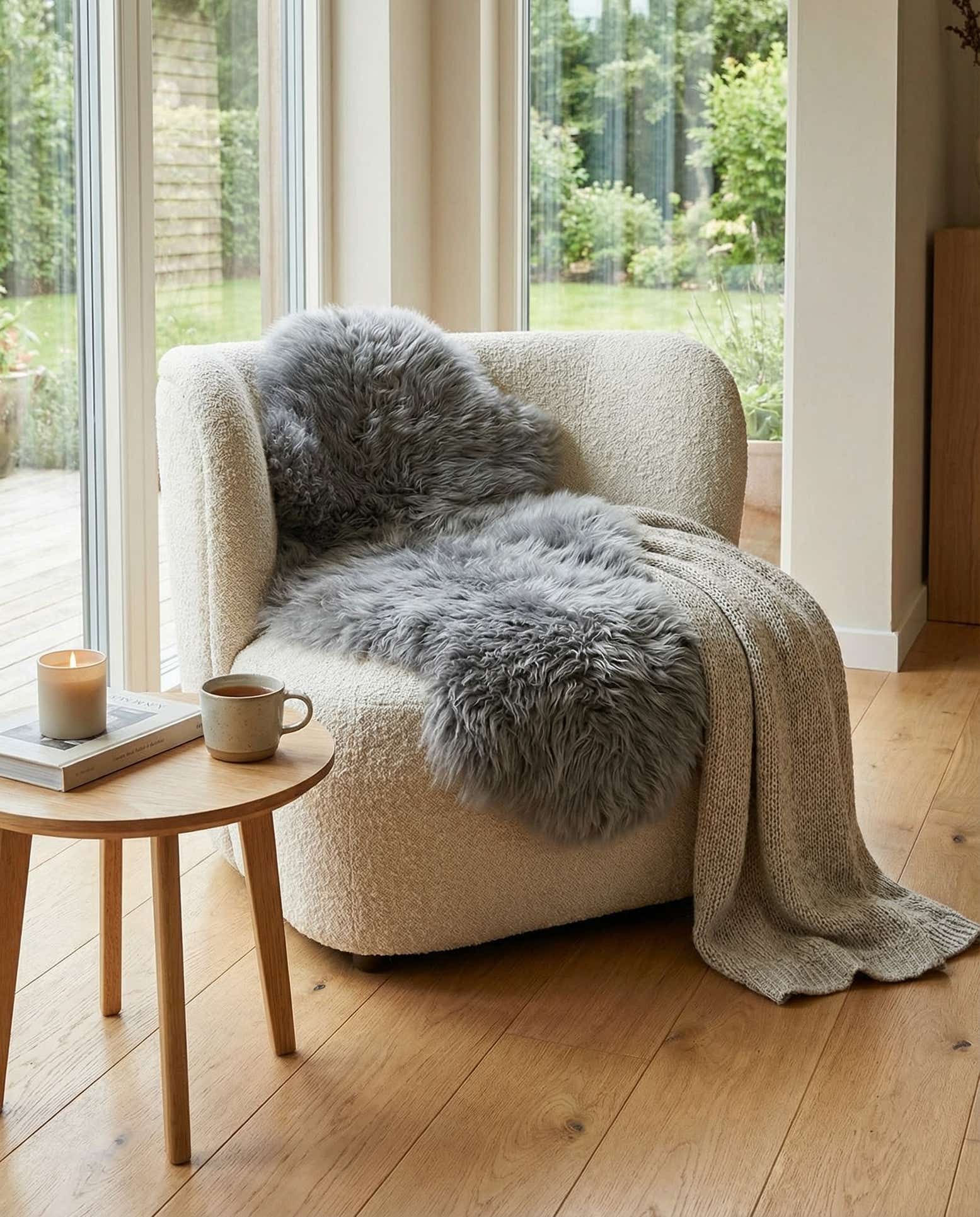 1' 10 x 3' Natural Sheepskin Freeform Rug