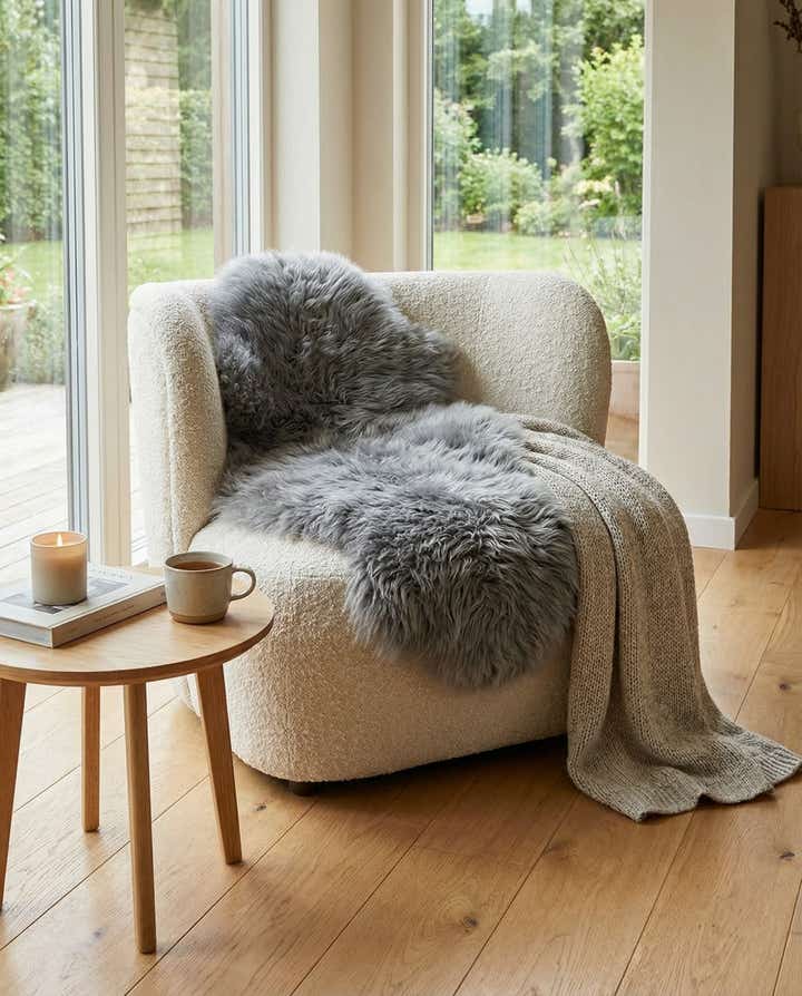 1' 10 x 3' Natural Sheepskin Freeform Rug