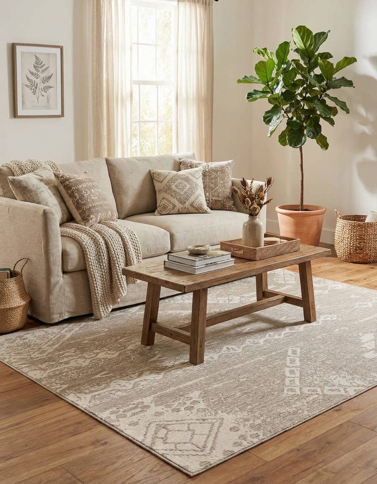 Detail image of  6' x 9'  Washable Bohemian Indoor / Outdoor Rug