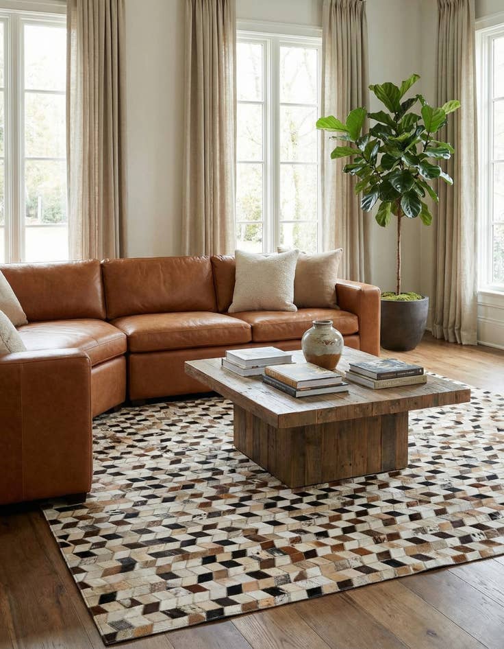 Detail image of  5' x 7' 11 Cowhide - Patchwork Rug