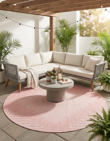7' 10 x 7' 10 Easy-Clean Modern Indoor / Outdoor Round Rug