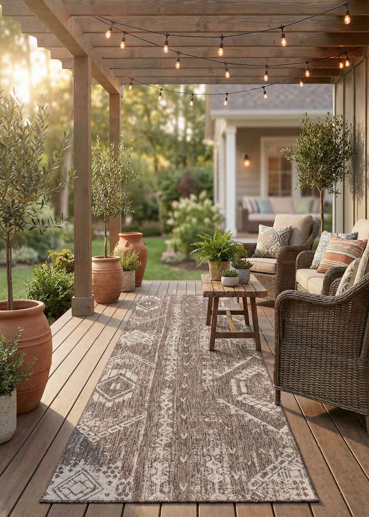 2' 7 x 12' Easy-Clean Bohemian Indoor / Outdoor Runner Rug