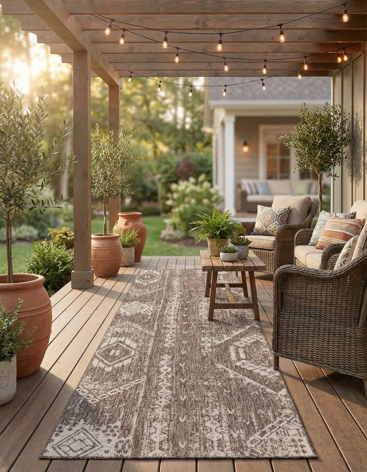 Detail image of  2' 7 x 12'  Washable Bohemian Indoor / Outdoor Runner Rug