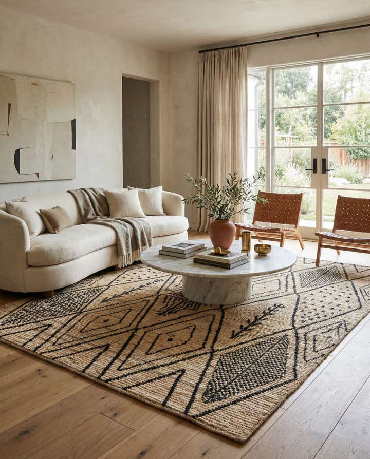 5' 9 x 7' 6 Hand Knotted Moroccan Wool Rug
