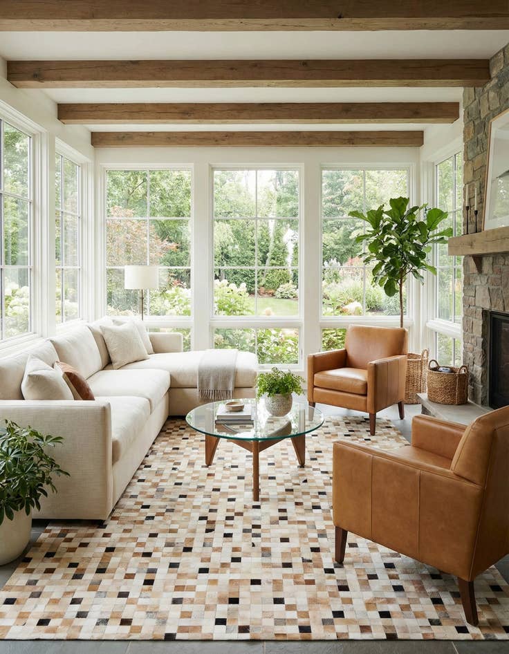 Detail image of 7' 11 x 9' 10 Cowhide Stocks Rug