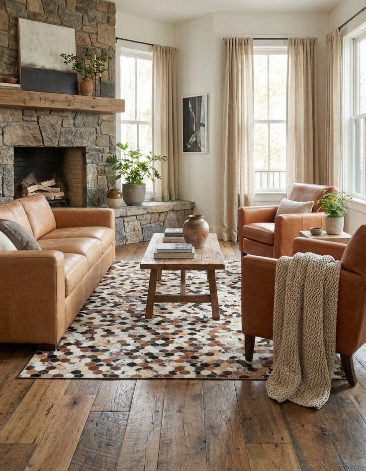 Detail image of 5' x 7' 10 Cowhide Stocks Rug