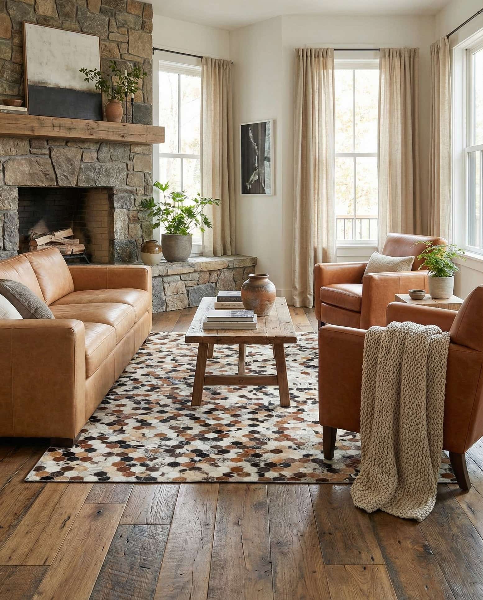 5' x 7' 10 Cowhide Stocks Rug